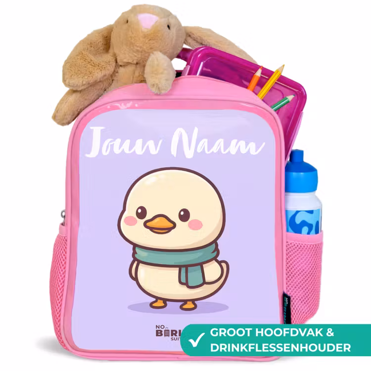 Kawai - Eend - Sjaal Kinderrugzak - Roze middel -inhoud_NL