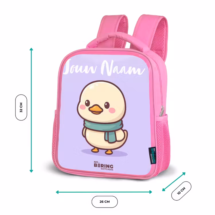 Kawai - Eend - Sjaal Kinderrugzak - Roze middel -productfoto_formaten