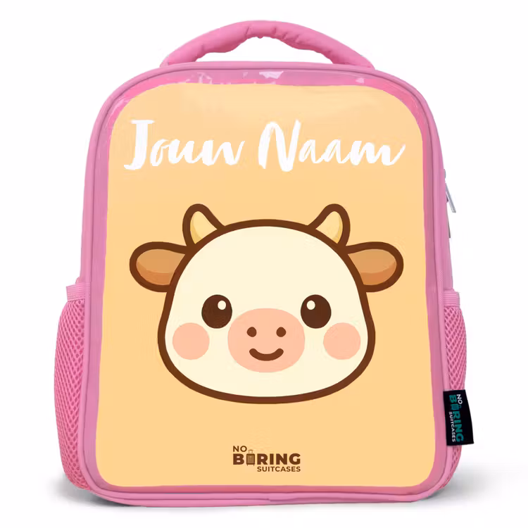 Kawai - Koe - Bruin Kinderrugzak - Roze middel -3d
