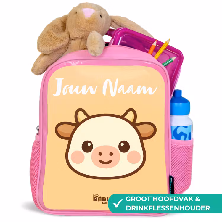 Kawai - Koe - Bruin Kinderrugzak - Roze middel -inhoud_NL