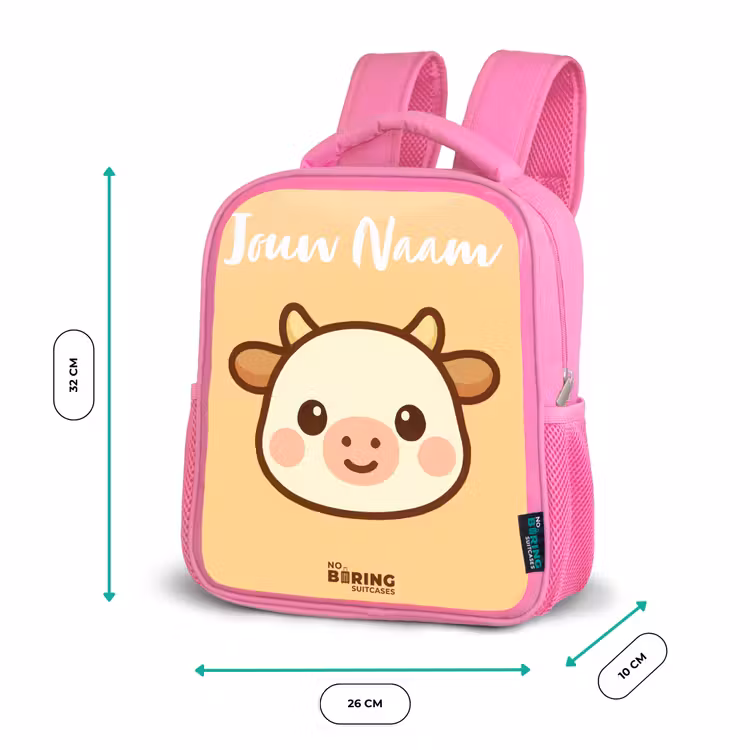 Kawai - Koe - Bruin Kinderrugzak - Roze middel -productfoto_formaten