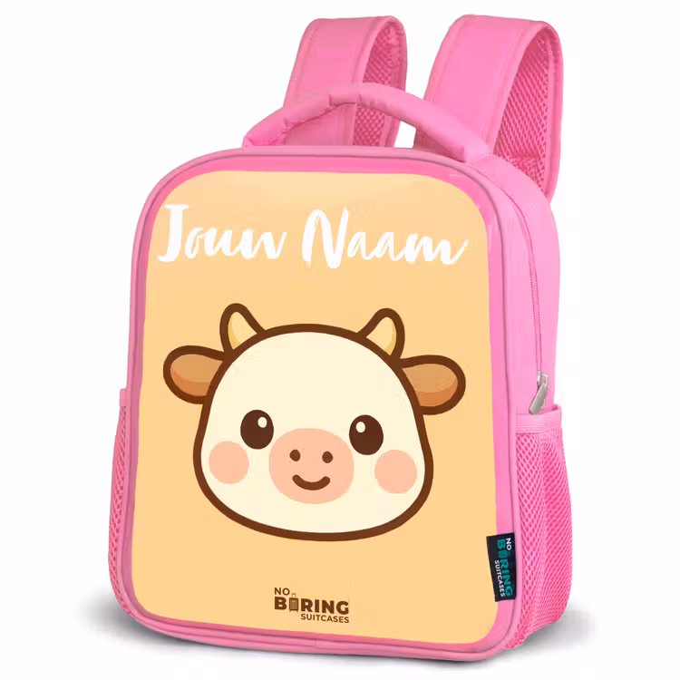 Kawai - Koe - Bruin Kinderrugzak - Roze middel -schuin