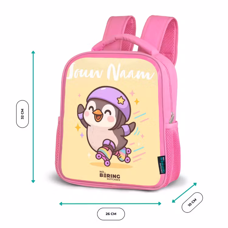 Kawai - Pinguin - Rolschaatsen Kinderrugzak - Roze middel -productfoto_formaten