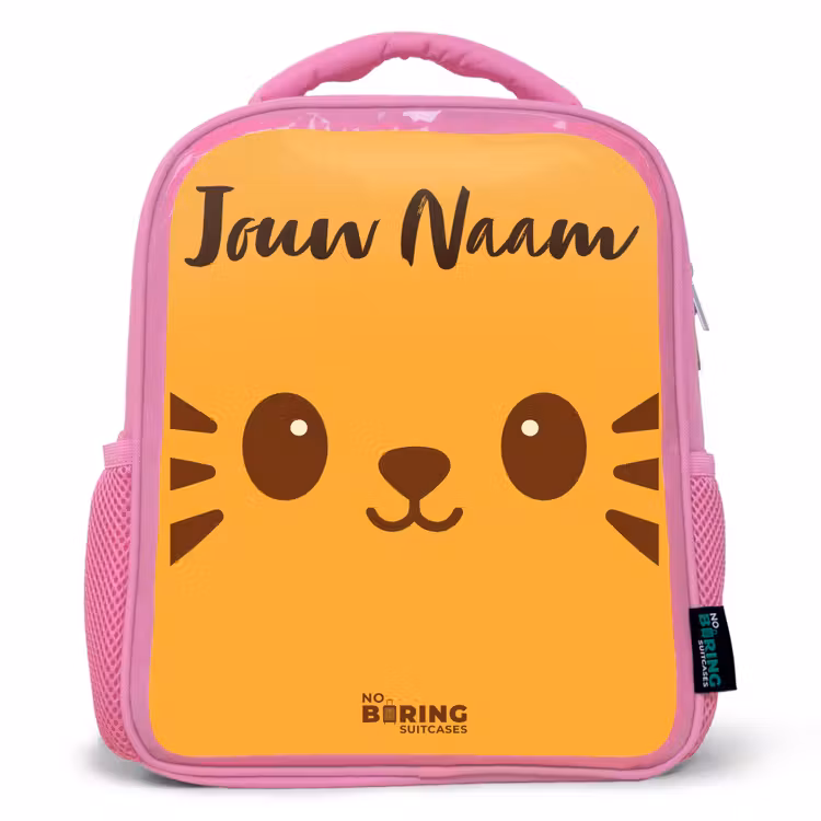 Kawai - Tijger - Oranje Kinderrugzak - Roze middel -3d