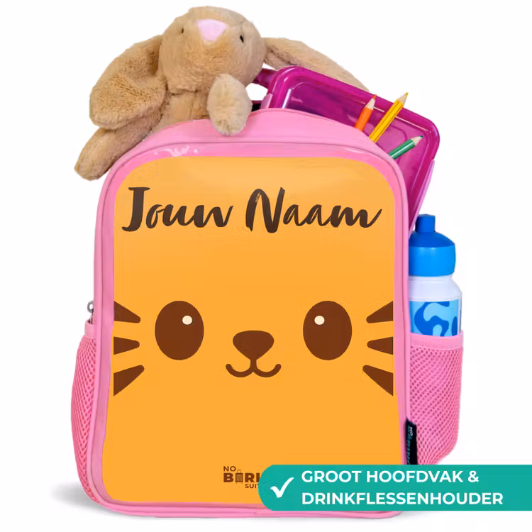 Kawai - Tijger - Oranje Kinderrugzak - Roze middel -inhoud_NL