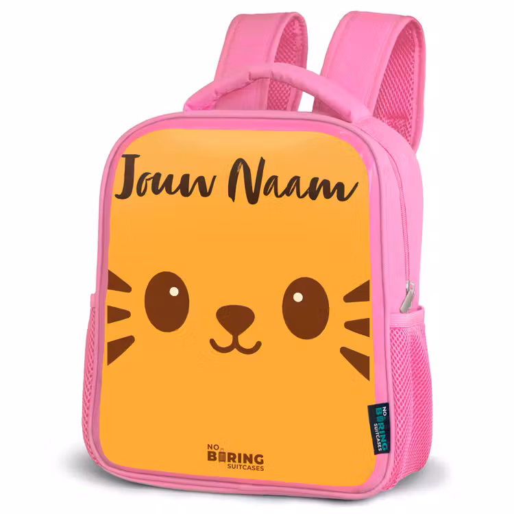 Kawai - Tijger - Oranje Kinderrugzak - Roze middel -schuin