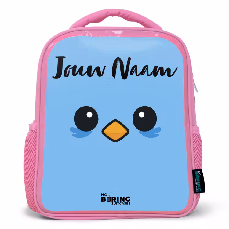 Kawai - Vogel - Blauw Kinderrugzak - Roze middel -3d
