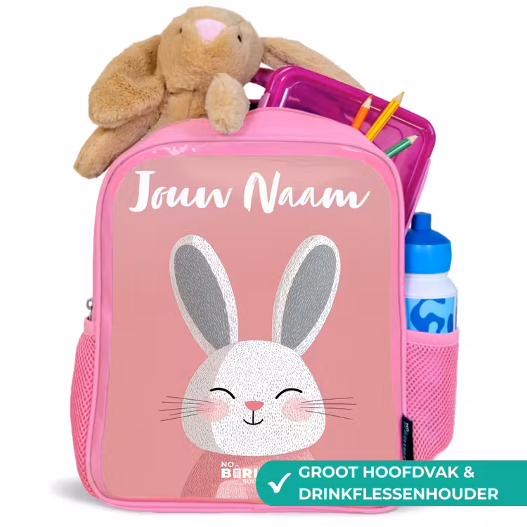 Konijn - Blosje - Stippen - Roze Kinderrugzak - Roze middel -inhoud_NL