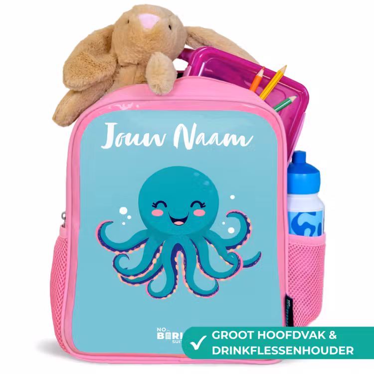 Octopus - Water - Blauw Kinderrugzak - Roze middel -inhoud_NL