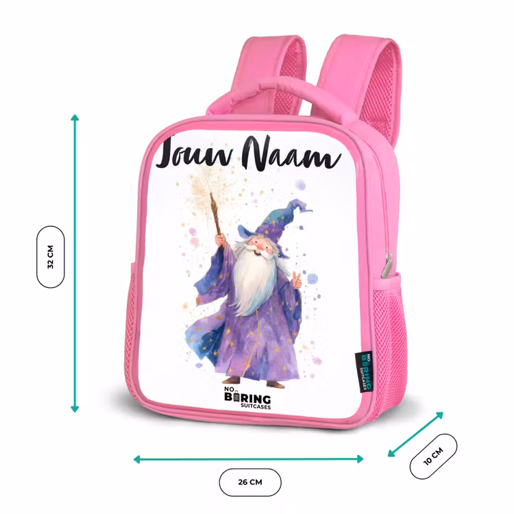 Oude tovenaar met staf Kinderrugzak - Roze middel -productfoto_formaten