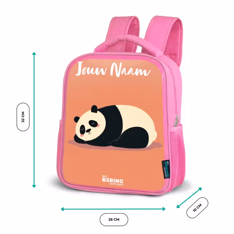 Panda - Slapen - Oranje Kinderrugzak - Roze middel -productfoto_formaten