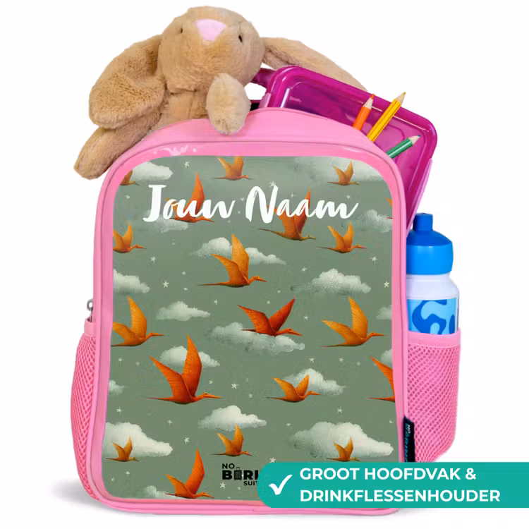 Patroon - Dino - Pterosaurussen Kinderrugzak - Roze middel -inhoud_NL