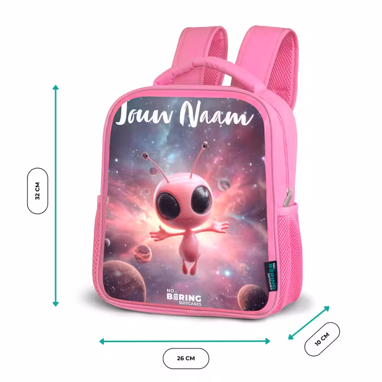 Roze Alien in Sterrennevel Kinderrugzak - Roze middel -productfoto_formaten