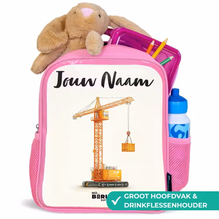 Torenkraan - Getekend - Oranje Kinderrugzak - Roze middel -inhoud_NL