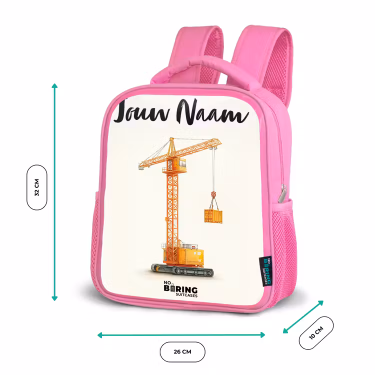 Torenkraan - Getekend - Oranje Kinderrugzak - Roze middel -productfoto_formaten