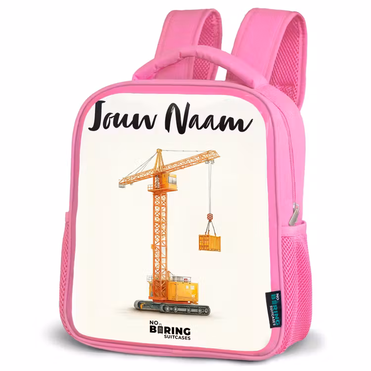 Torenkraan - Getekend - Oranje Kinderrugzak - Roze middel -schuin