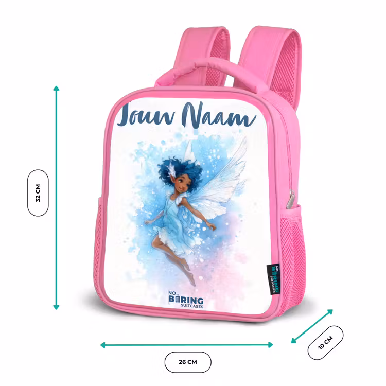 Vliegende fee in blauwe tinten Kinderrugzak - Roze middel -productfoto_formaten
