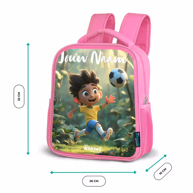 Voetbal - Jongen - Bos Kinderrugzak - Roze middel -productfoto_formaten