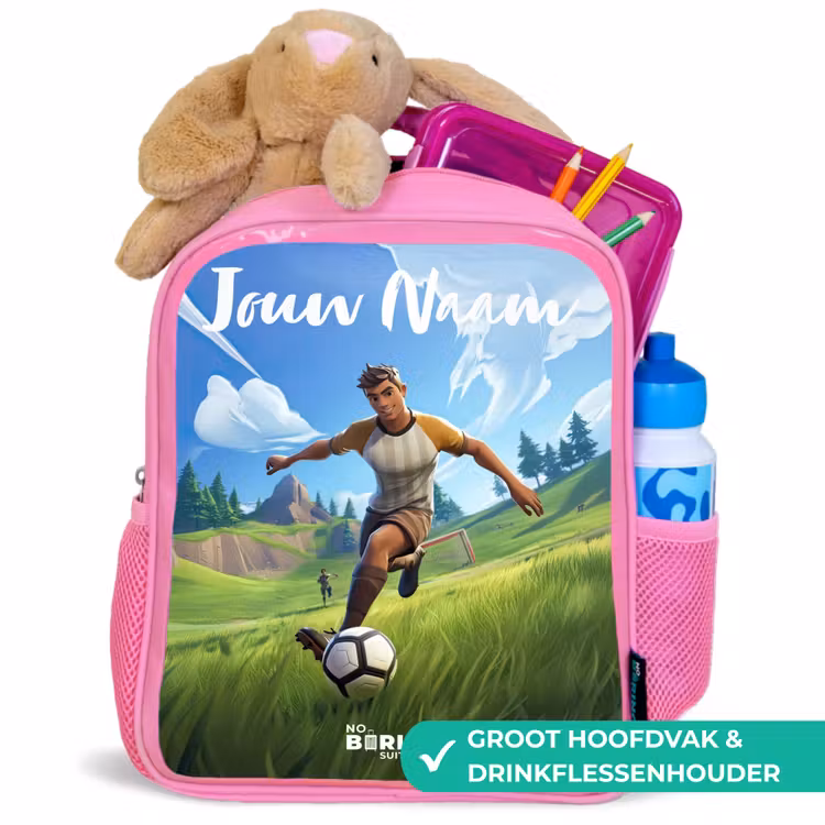 Voetbal - Jongen - Goal - Voetbaltenue Kinderrugzak - Roze middel -inhoud_NL