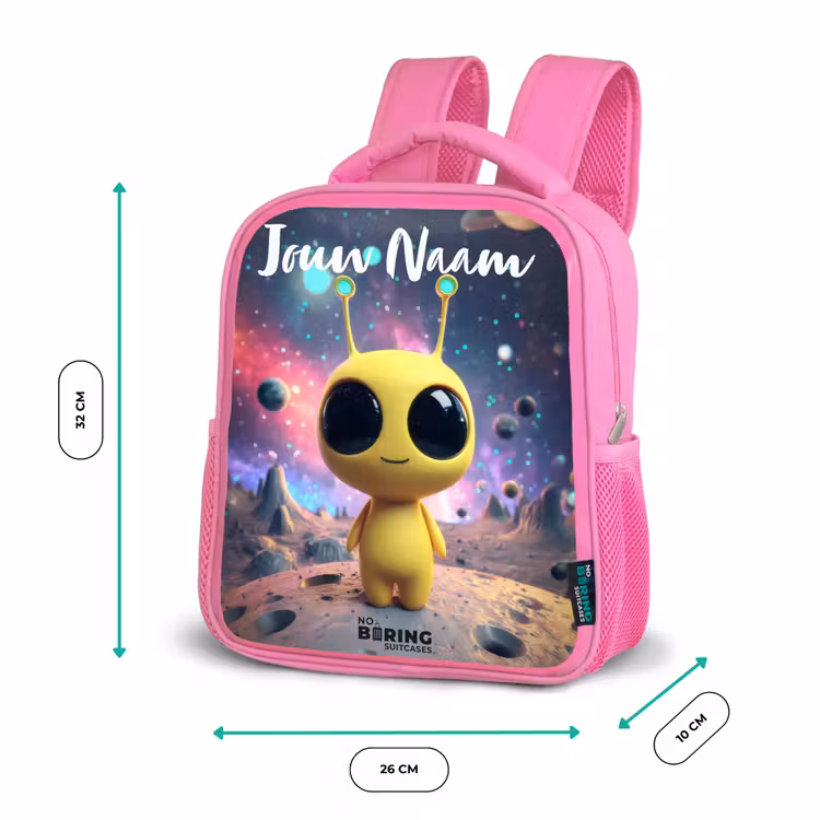 Vrolijk buitenaards wezentje Kinderrugzak - Roze middel -productfoto_formaten