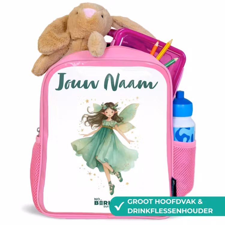 Zwevende groene elf Kinderrugzak - Roze middel -inhoud_NL