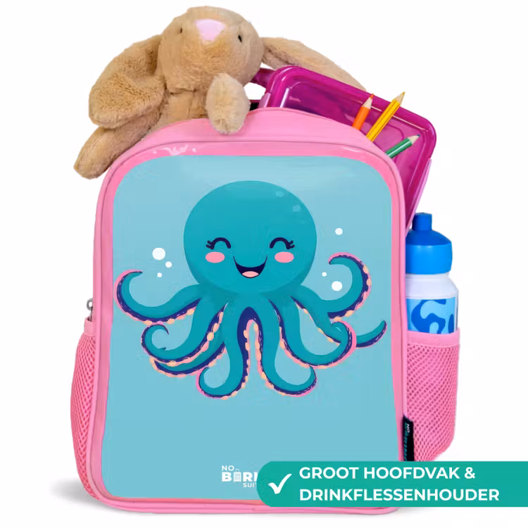 Octopus - Water - Blauw Kinderrugzak - Roze middel -inhoud_NL