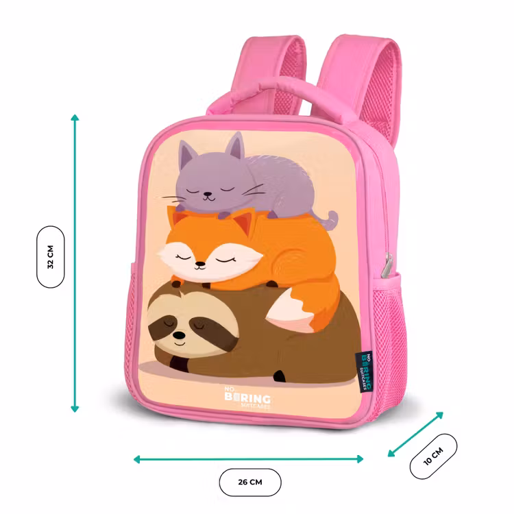 Dieren - Slapen - Samen Kinderrugzak - Roze middel -productfoto_formaten
