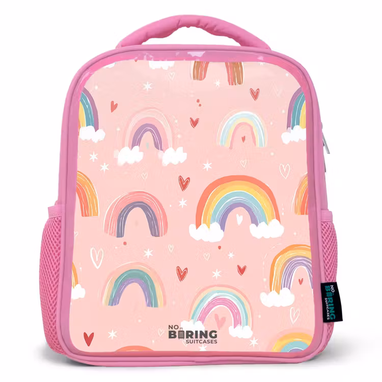 Regenbogen op een roze achtergrond Kinderrugzak - Roze middel -3d