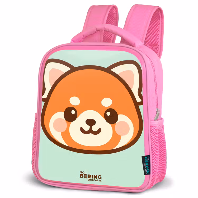 Kawai - Rode panda - Groen Kinderrugzak - Roze middel -schuin