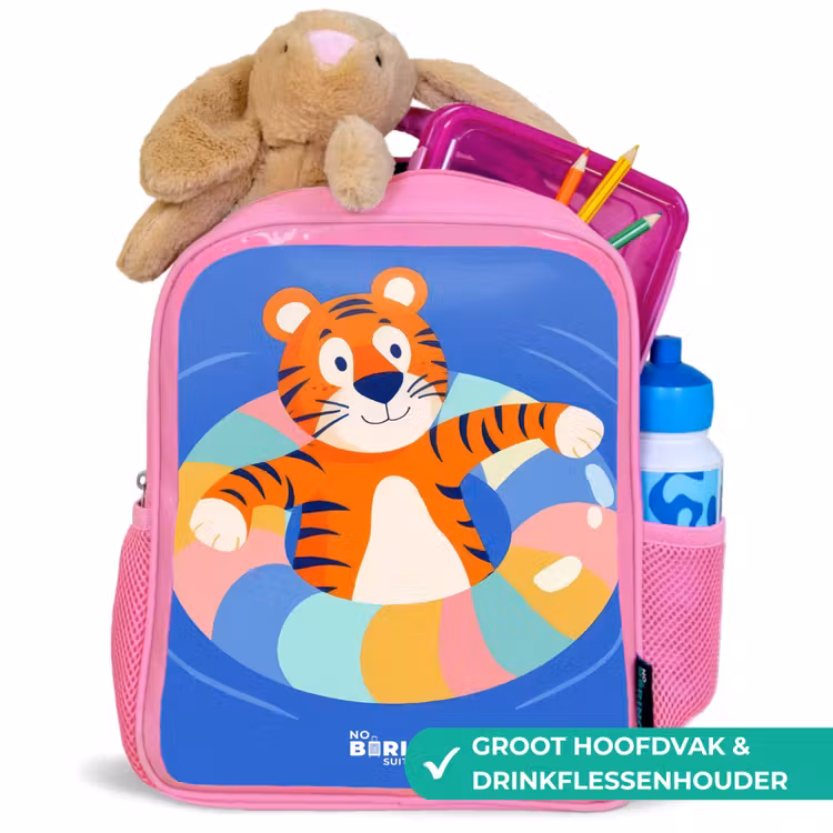 Tijger - Zwemband - Water Kinderrugzak - Roze middel -inhoud_NL