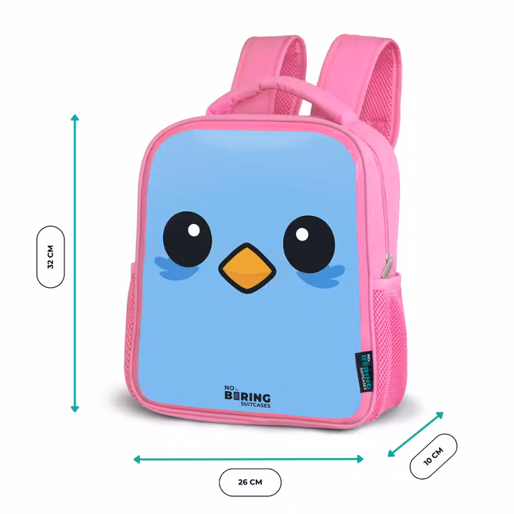 Kawai - Vogel - Blauw Kinderrugzak - Roze middel -productfoto_formaten