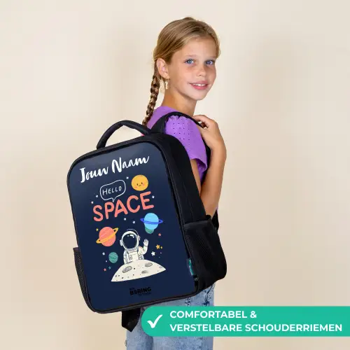 Astronaut - Quote - Planeten - Sterren Rugzak - Zwart middel -sfeer6_NL