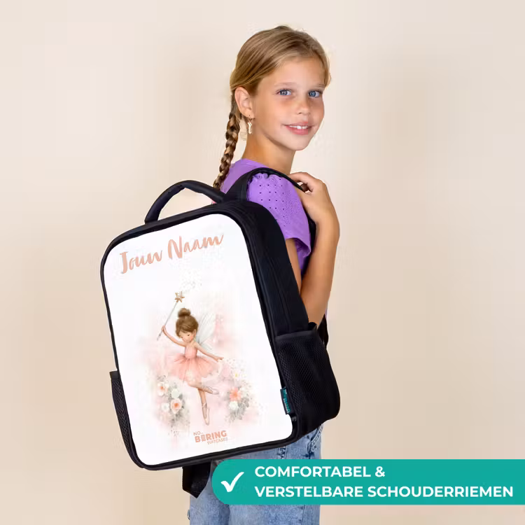 Ballerina fee in roze Rugzak - Zwart middel -sfeer6_NL