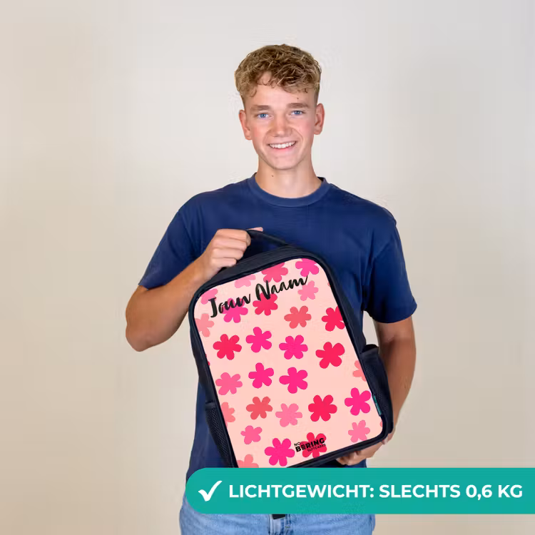 Bloemen - Patroon - Roze Rugzak - Zwart middel -sfeer7_NL