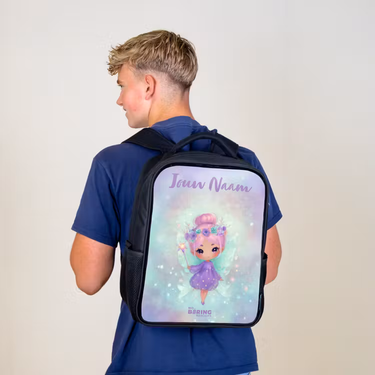 Bloemenfee in pastelglans Rugzak - Zwart middel -sfeer8