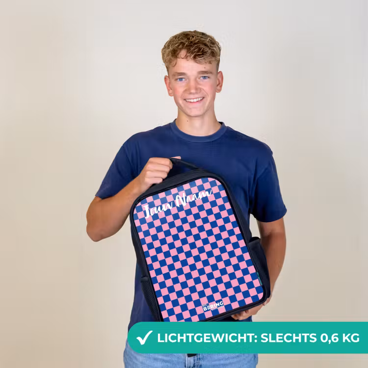 Blokjes - Blauw - Roze Rugzak - Zwart middel -sfeer7_NL
