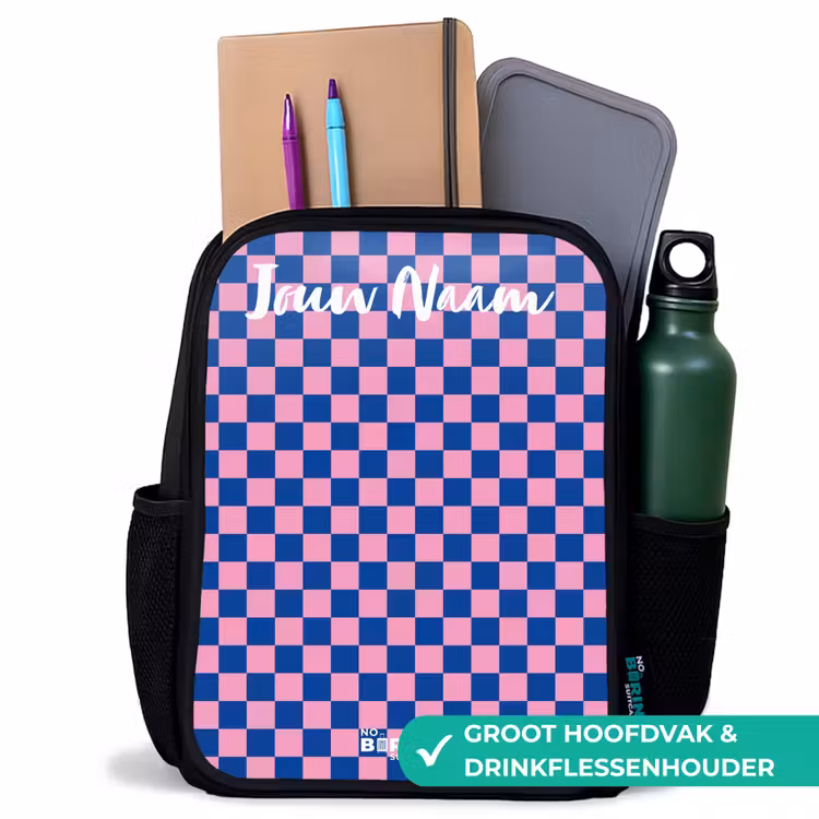 Blokjes - Blauw - Roze Rugzak - Zwart middel -inhoud_NL