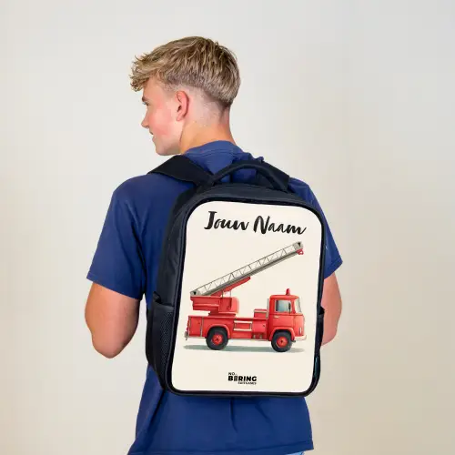 Brandweerwagen - Getekend - Rood Rugzak - Zwart middel -sfeer8