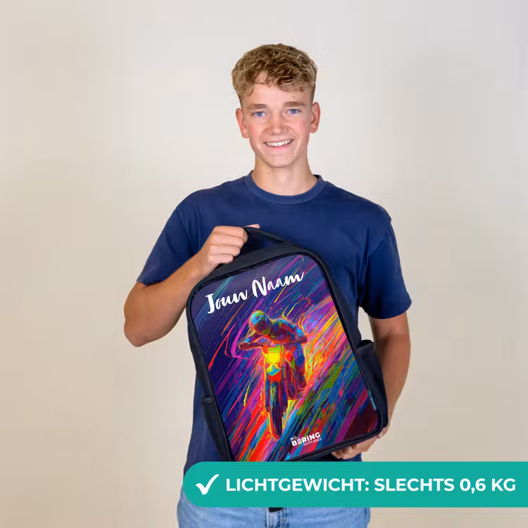 Crossmotor - Neonkleuren - Lijnen - Helm Rugzak - Zwart middel -sfeer7_NL