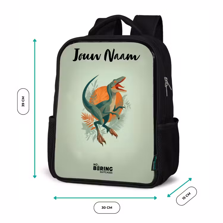 Dier - Dino - Natuur Rugzak - Zwart middel -productfoto_formaten
