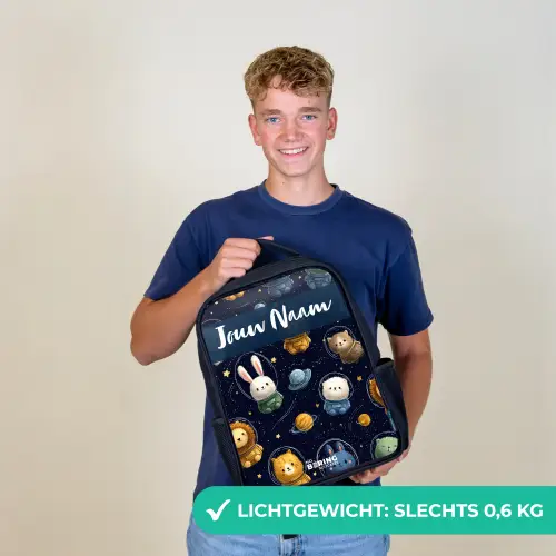 Dieren - Astronaut - Planeten - Sterren Rugzak - Zwart middel -sfeer7_NL