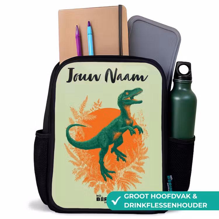 Dino - Natuur - Groen Rugzak - Zwart middel -inhoud_NL