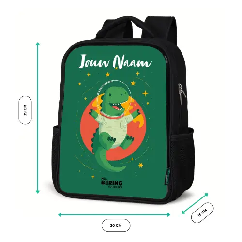 Dino - Planeet - Sterren - Groen Rugzak - Zwart middel -productfoto_formaten