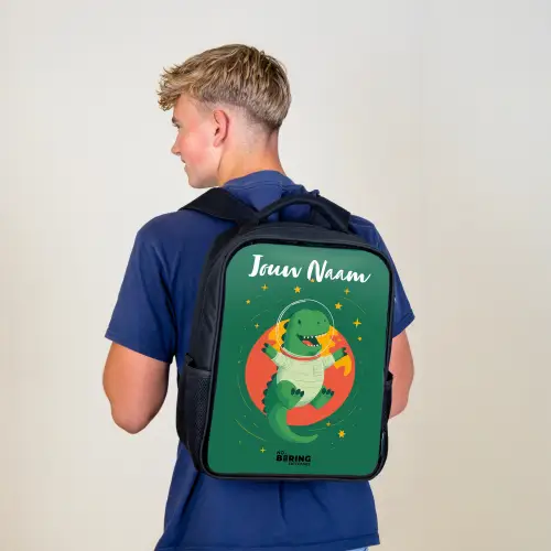 Dino - Planeet - Sterren - Groen Rugzak - Zwart middel -sfeer8