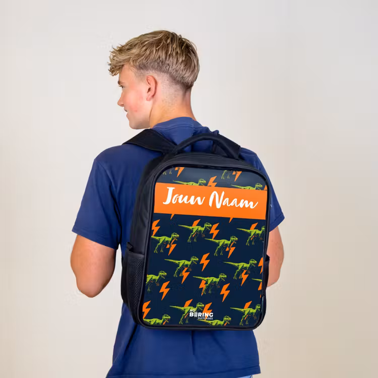 Dinos - Bliksem - Dieren - Blauw Rugzak - Zwart middel -sfeer8