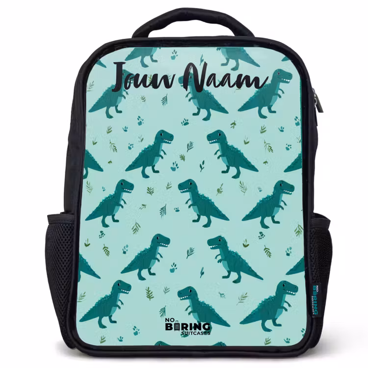 Dinos - Patroon - Groen Rugzak - Zwart middel -3d
