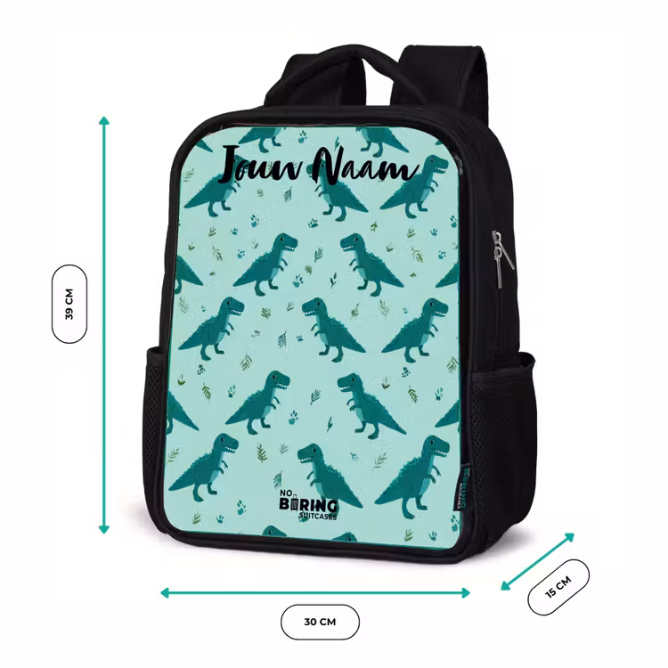 Dinos - Patroon - Groen Rugzak - Zwart middel -productfoto_formaten
