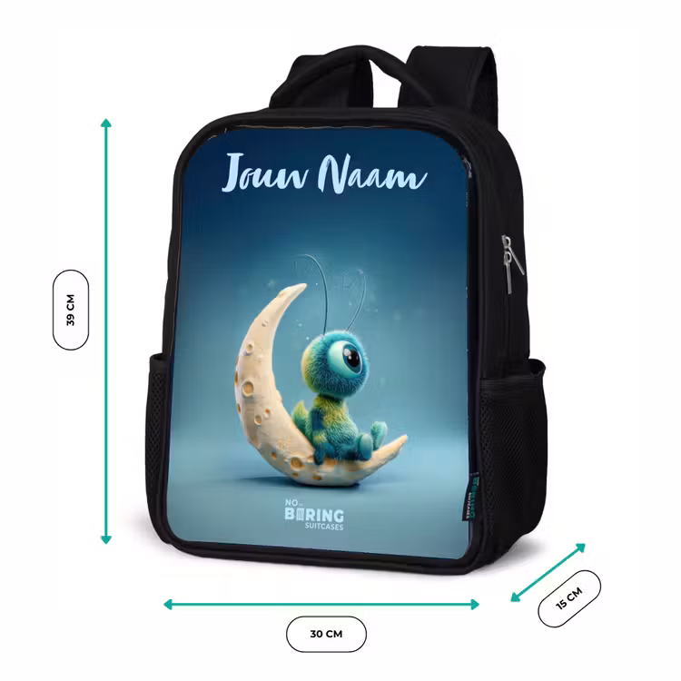 Dromerig Wezentje op de Maan Rugzak - Zwart middel -productfoto_formaten
