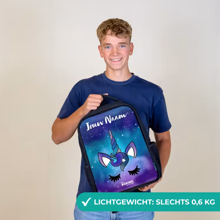 Eenhoorn - Sterrenhemel - Blauw Rugzak - Zwart middel -sfeer7_NL