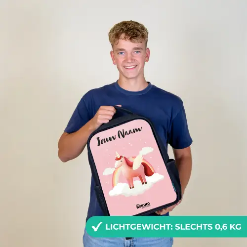 Eenhoorn - Vleugels - Roze - Regenboog Rugzak - Zwart middel -sfeer7_NL
